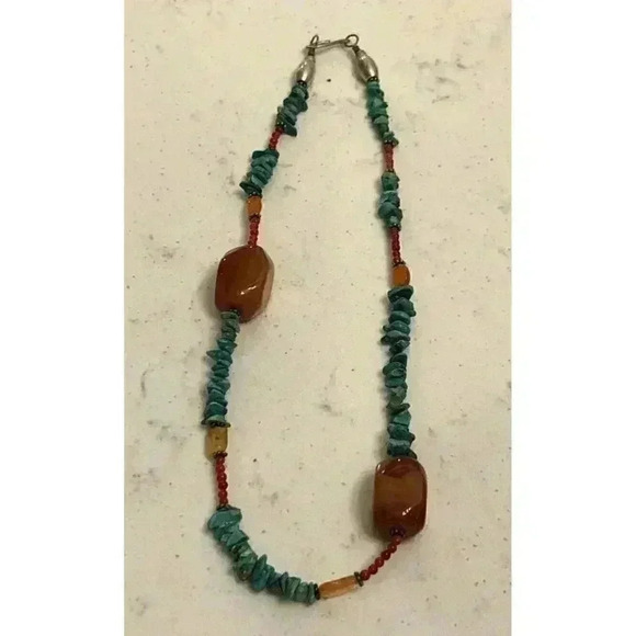 Beaded Stone Howlite and Agate Necklace READ - Picture 8 of 8